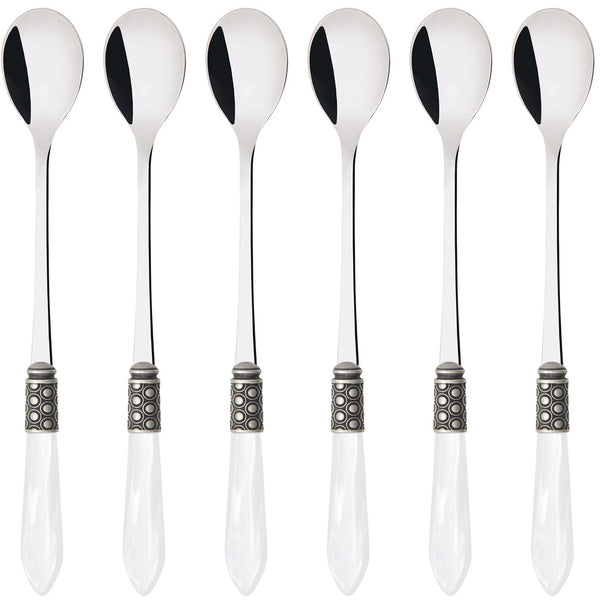 Optical Antique Ice Tea / Cocktail Spoon Set - white-Casa Bugatti USA