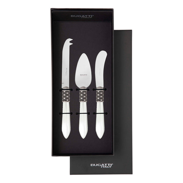 Optical Antique 3 Piece Cheese Knife Set - white