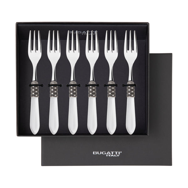 Optical Antique Cocktail / Cake Fork Set in gift box - clear