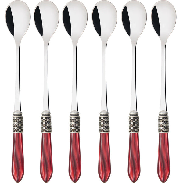 Optical Antique Ice Tea / Cocktail Spoon Set - burgundy-Casa Bugatti USA