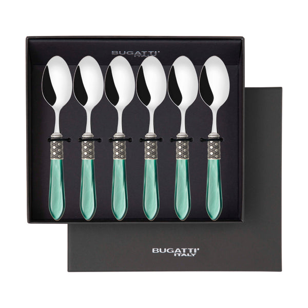 Optical Antique 6 Piece Coffee Spoon Set in gift box - green