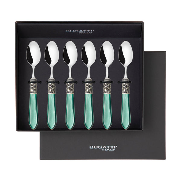 Optical Antique 6 Piece Moka Spoon Set in gift box green