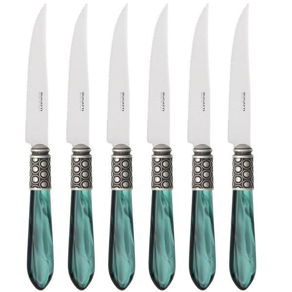 Optical Antique 6 Piece Steak knife Set - Emerald Green-Casa Bugatti USA