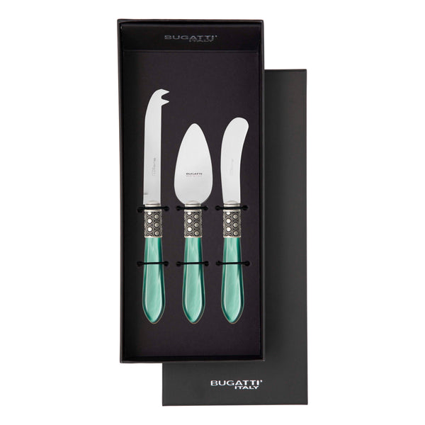 Optical Antique 3 Piece Cheese Knife Set - green