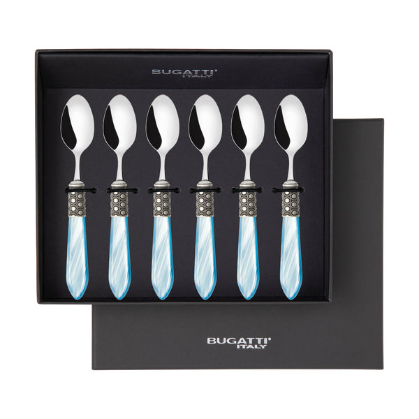 Optical Antique 6 Piece Moka Spoon Set in gift box sky blue