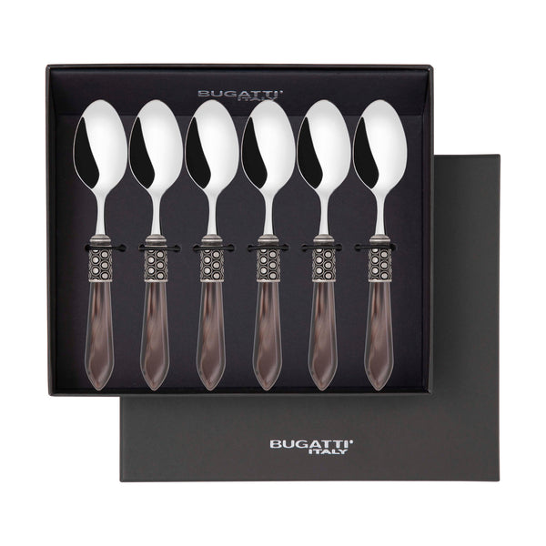 Optical Antique 6 Piece Coffee Spoon Set in gift box - Chocolate-Casa Bugatti USA
