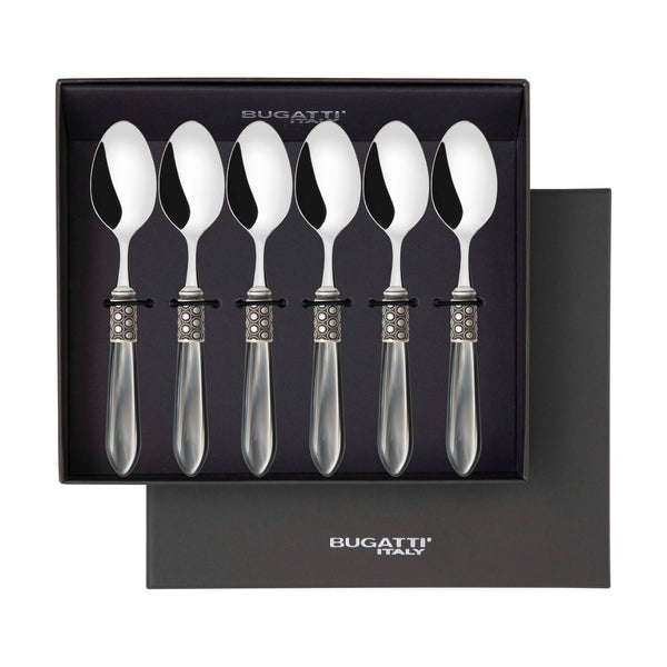 Optical Antique 6 Piece Coffee Spoon Set in gift box - gray-Casa Bugatti USA