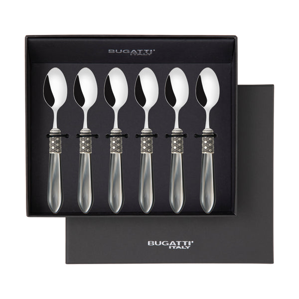 Optical Antique 6 Piece Moka Spoon Set in gift box gray