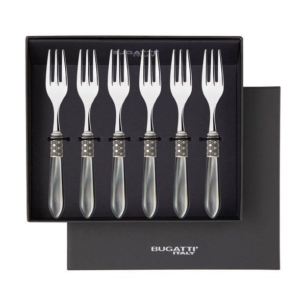 Optical Antique Cocktail / Cake Fork Set in gift box - gray