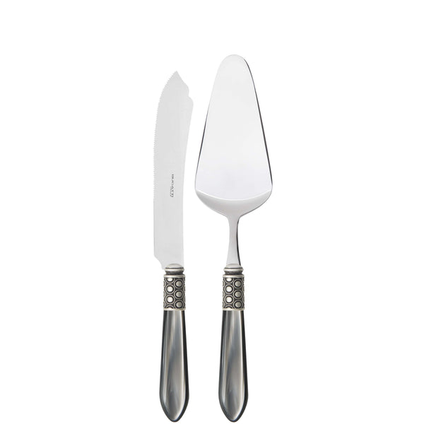 Optical Antique 2 Piece Cake Serving set, Gray — Casa Bugatti