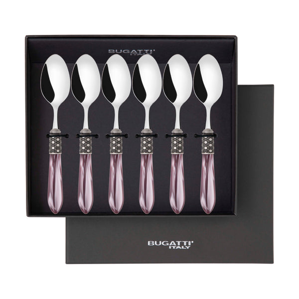 Optical Antique 6 Piece Coffee Spoon Set in gift box - lilac