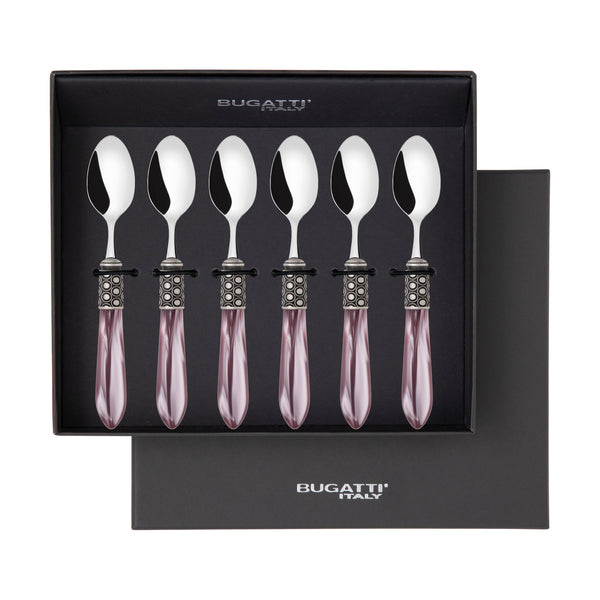 Optical Antique 6 Piece Moka Spoon Set in gift box lilac