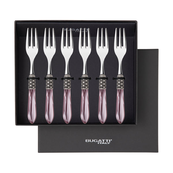 Optical Antique Cocktail / Cake Fork Set in gift box - lilac