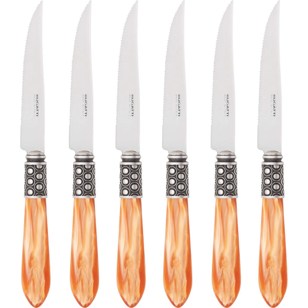 Optical Antique 6 Piece Steak knife Set, Tangerine — Casa Bugatti
