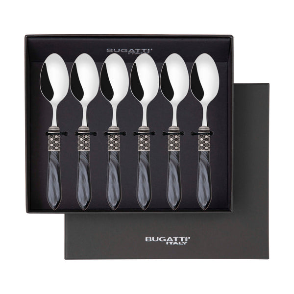 Optical Antique 6 Piece Coffee Spoon Set in gift box - charcoal