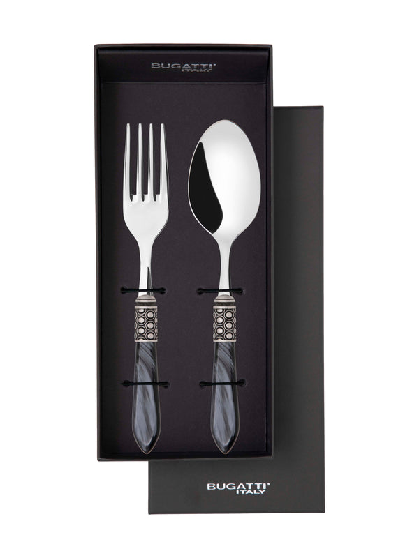 Optical Antique 2 Piece Serving Set, Charcoal — Casa Bugatti
