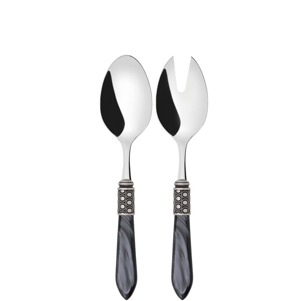 Optical Antique 2 Piece Salad Servers, Charcoal — Casa Bugatti