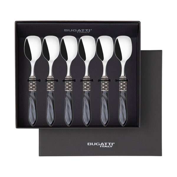 Optical Antique Ice Cream Spoons Set in gift box - charcoal