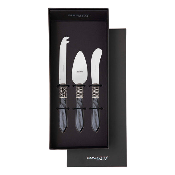 Optical Antique 3 Piece Cheese Knife Set - charcoal