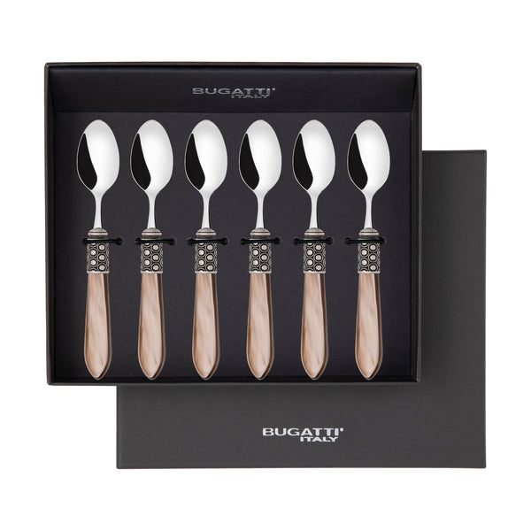 Optical Antique 6 Piece Moka Spoon Set in gift box taupe