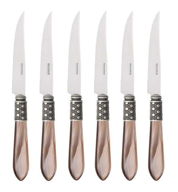 Optical Antique 6 Piece Steak knife Set, Taupe — Casa Bugatti
