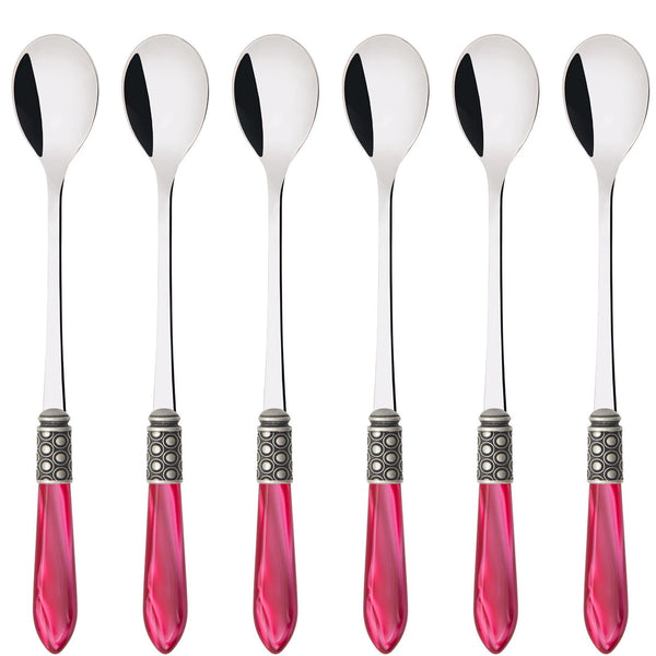 Optical Antique Ice Tea / Cocktail Spoon Set - Raspberry-Casa Bugatti USA