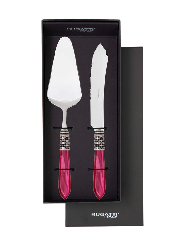 Optical Antique 2 Piece Cake Serving set, Raspberry — Casa Bugatti