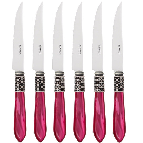Optical Antique 6 Piece Steak knife Set, Raspberry — Casa Bugatti