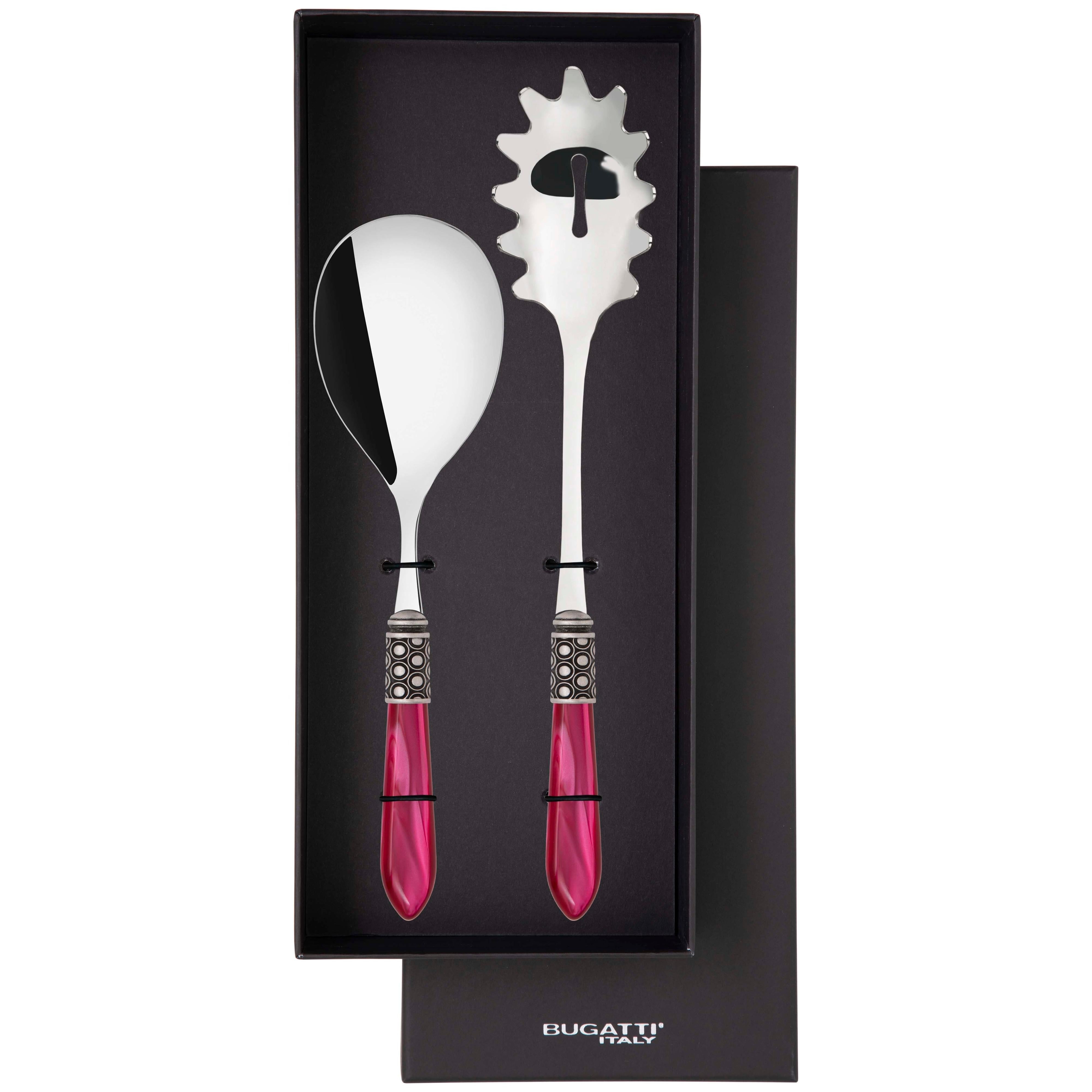 Optical Antique 2 Piece Pasta Set in gift box - raspberry