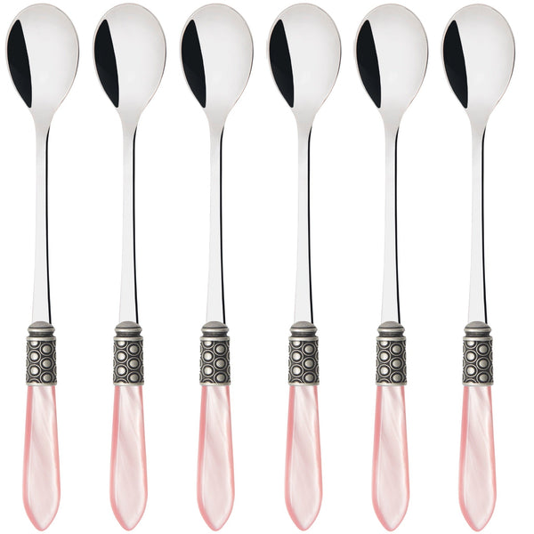 Optical Antique Ice Tea / Cocktail Spoon Set, Pink — Casa Bugatti