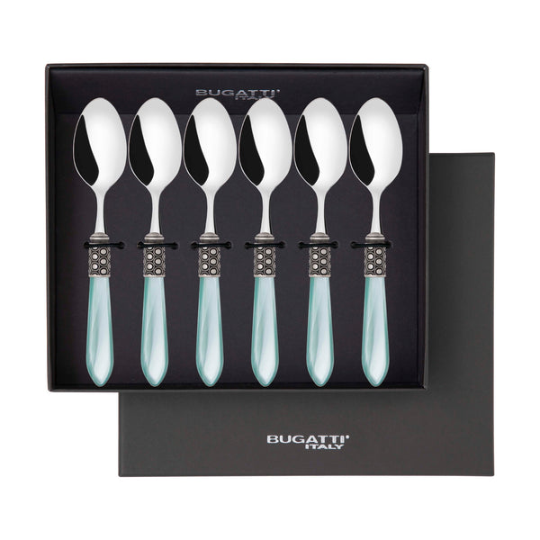 Optical Antique 6 Piece Coffee Spoon Set in gift box - aqua-Casa Bugatti USA