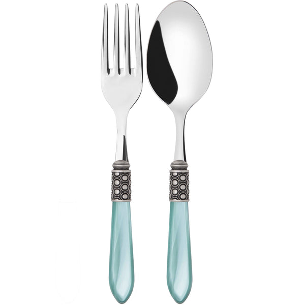 Optical Antique 2 Piece Serving Set, Aqua — Casa Bugatti