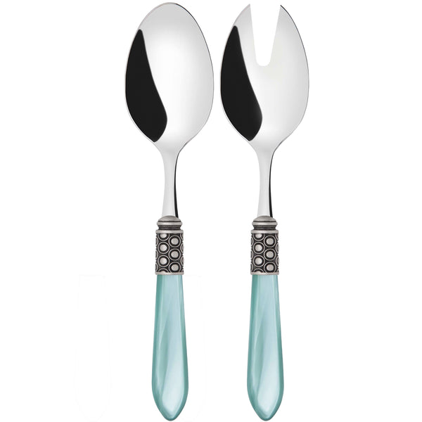 Optical Antique 2 Piece Salad Servers, Aqua — Casa Bugatti