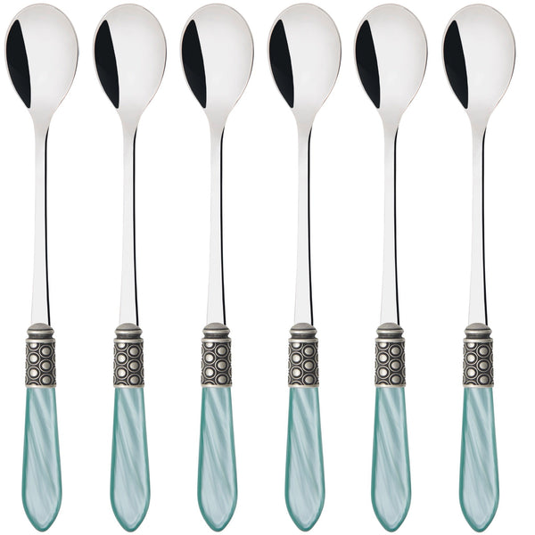 Optical Antique Ice Tea / Cocktail Spoon Set, Aqua — Casa Bugatti