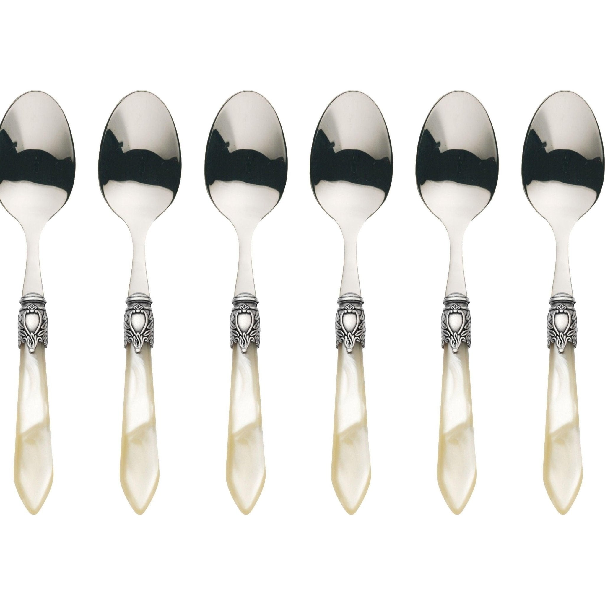 Oxford Antique 6 Piece Coffee Spoon Set Ivory-Casa Bugatti USA
