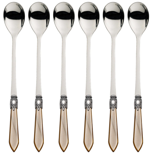 Oxford Antique 6 Piece Cocktail / Latte Spoons Taupe /Onyx-Casa Bugatti USA