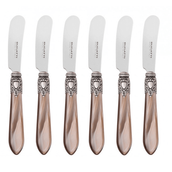 Oxford Antique 6 Spreader Knives - TAUPE/ONYX-Casa Bugatti USA