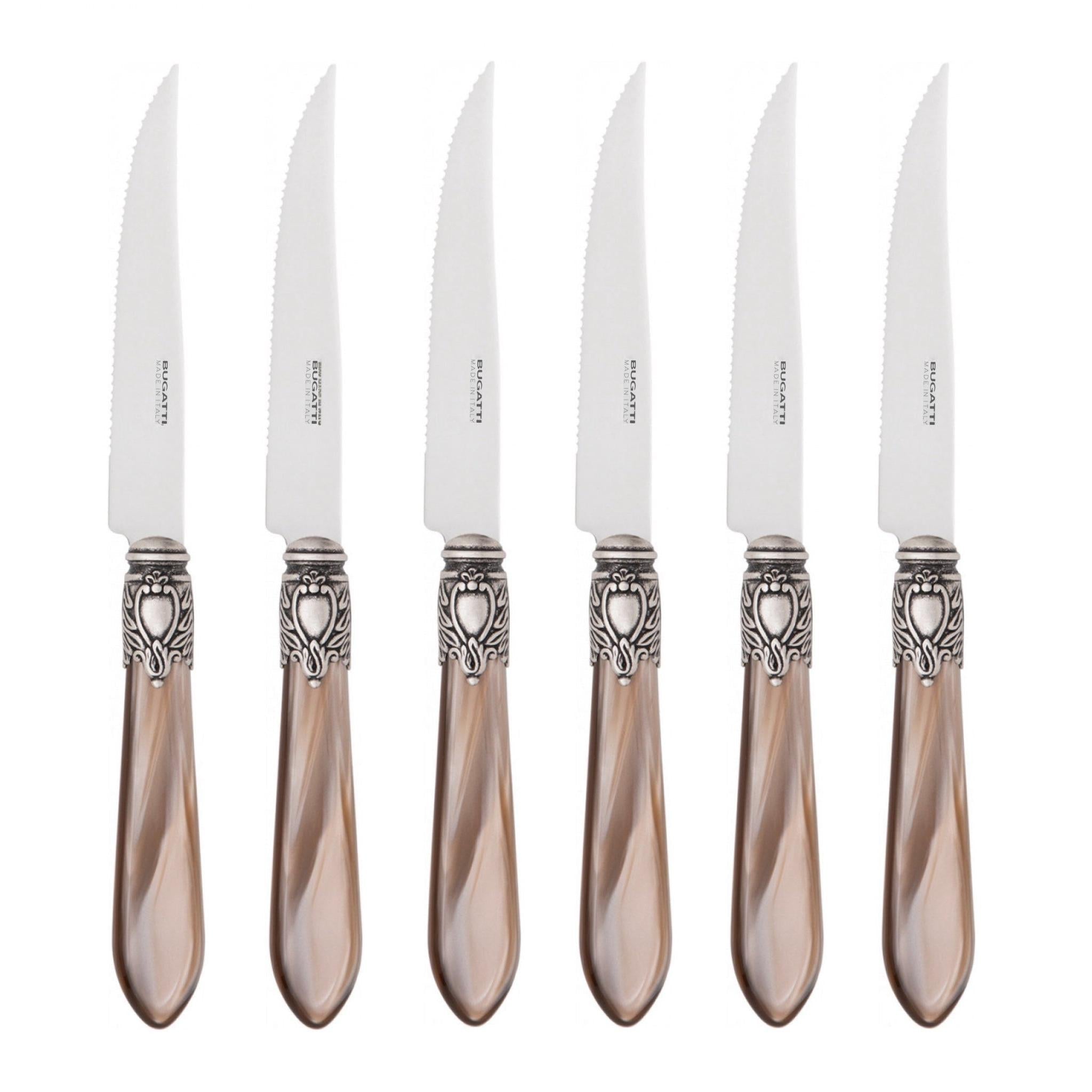 Oxford Antique 6 piece Steak knife set - Taupe-Casa Bugatti USA