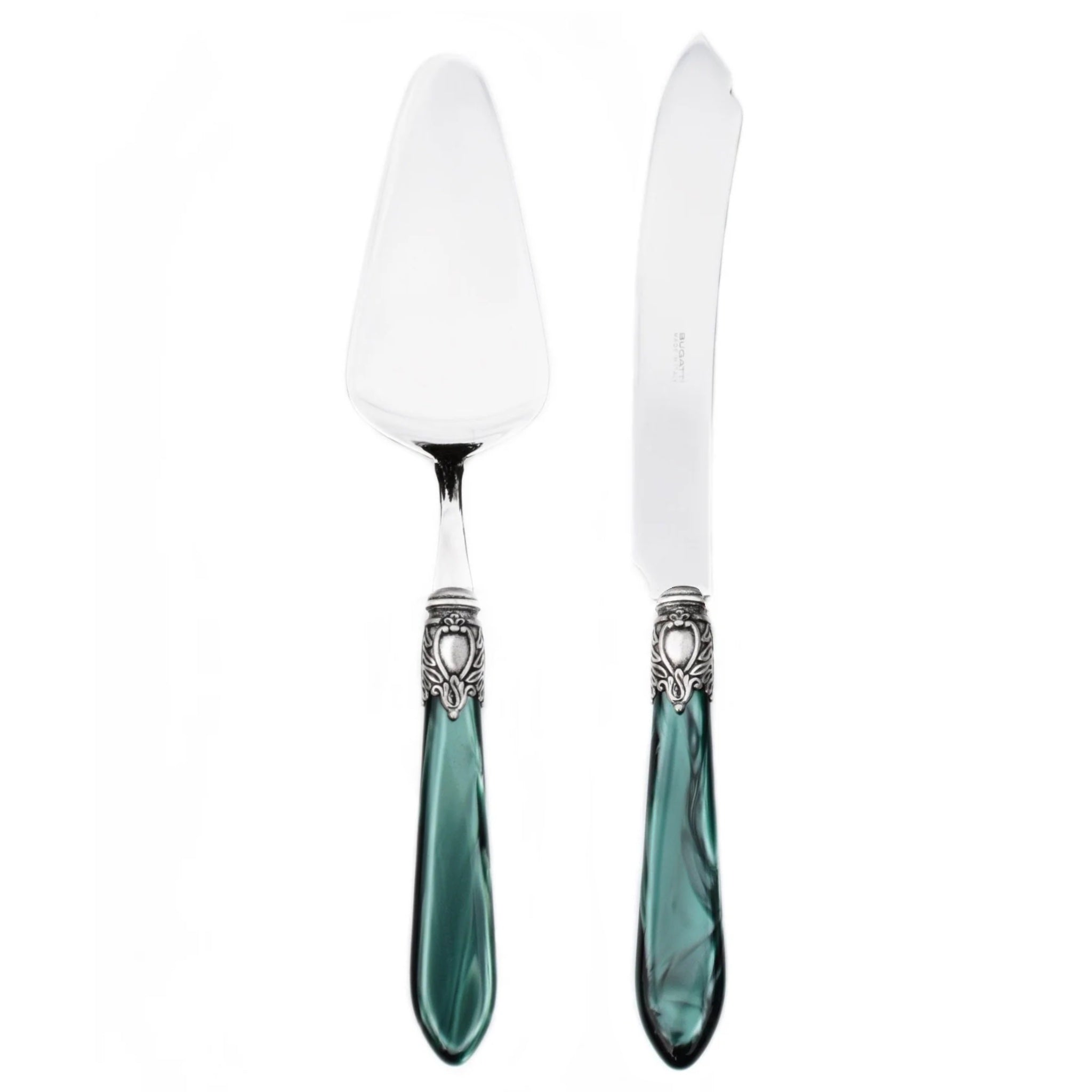 Oxford Antique 2 Piece Cake Serving Set- Emerald Green