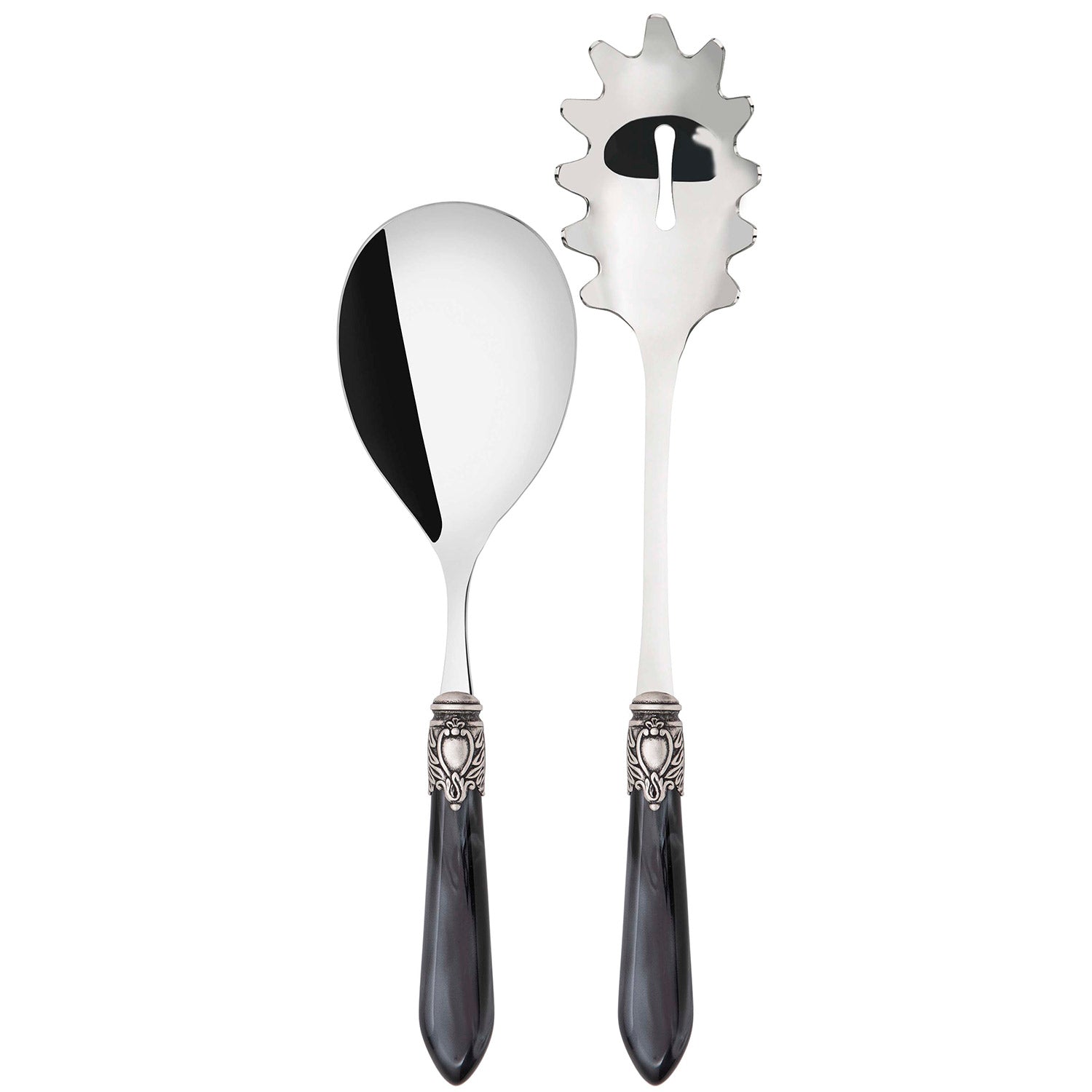 Oxford Antique 2 Piece Pasta Serving Set  Charcoal