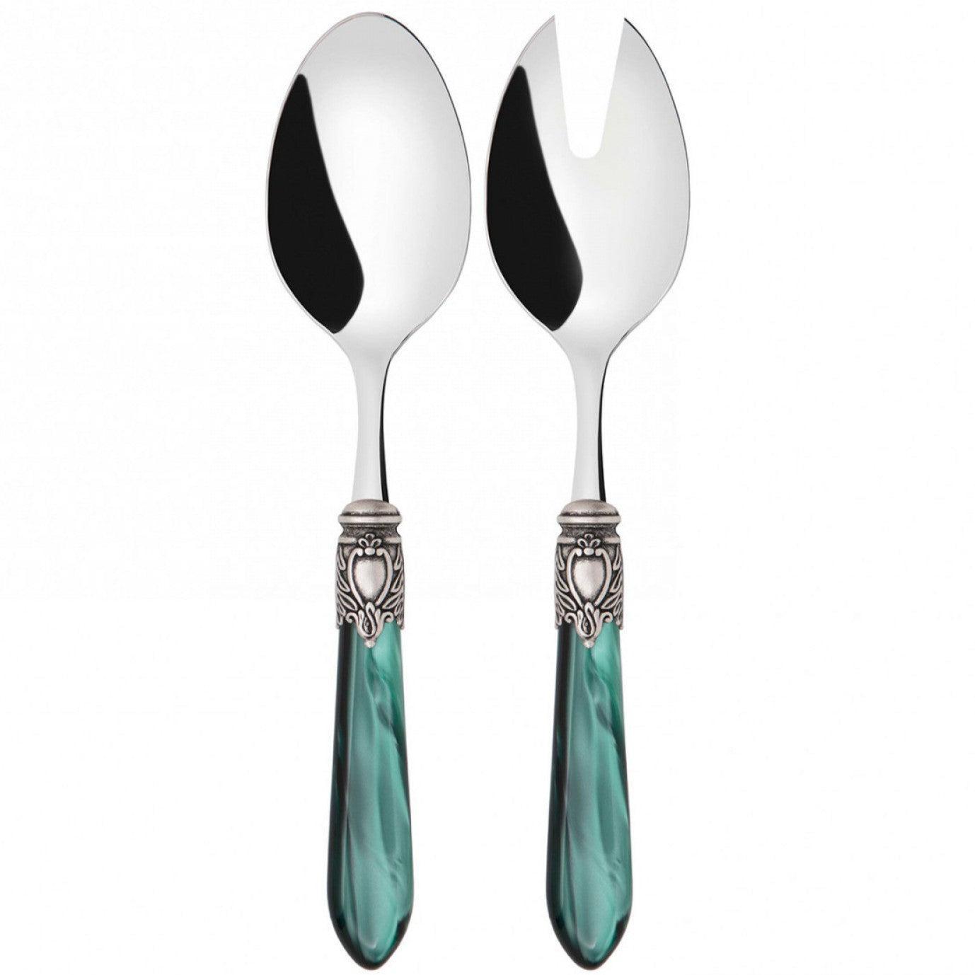 Oxford Antique 2 Piece Salad Servers - Emerald Green