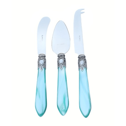 Oxford Antique 3 Piece Cheese Set aqua-Casa Bugatti USA