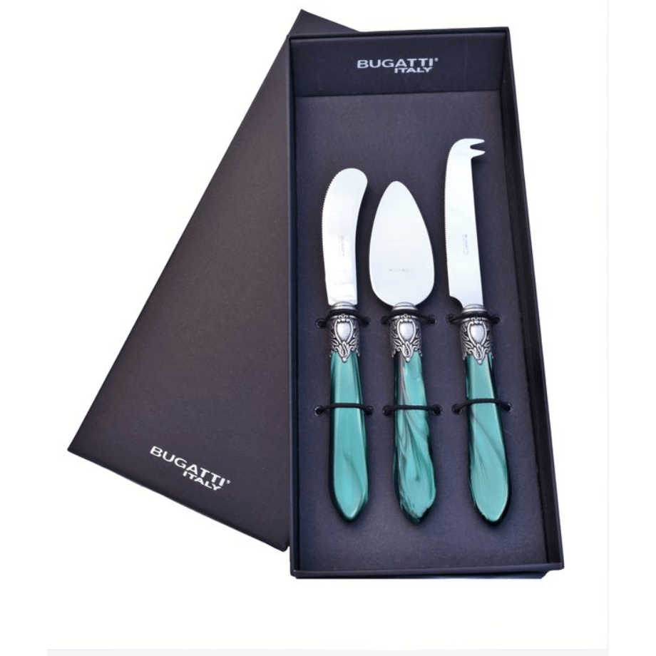 Oxford Antique 3 Piece Cheese Set aqua-Casa Bugatti USA