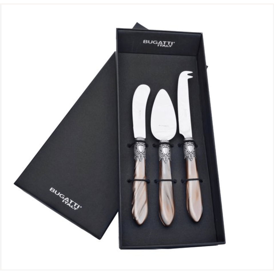 Oxford Antique 3 Piece Cheese Set Taupe /Onyx-Casa Bugatti USA