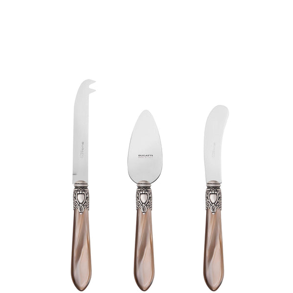 Oxford Antique 3 Piece Cheese Knife Set - Taupe /Onyx