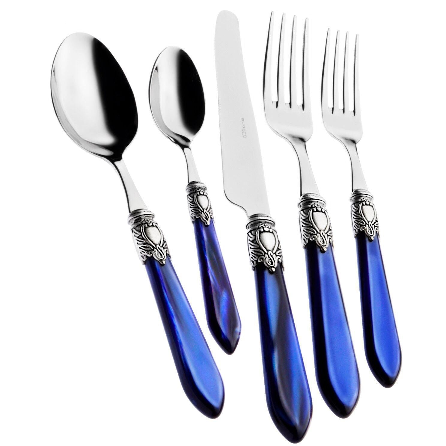 Oxford Antique 5 piece place setting - ROYAL BLUE pearlescent-Casa Bugatti USA