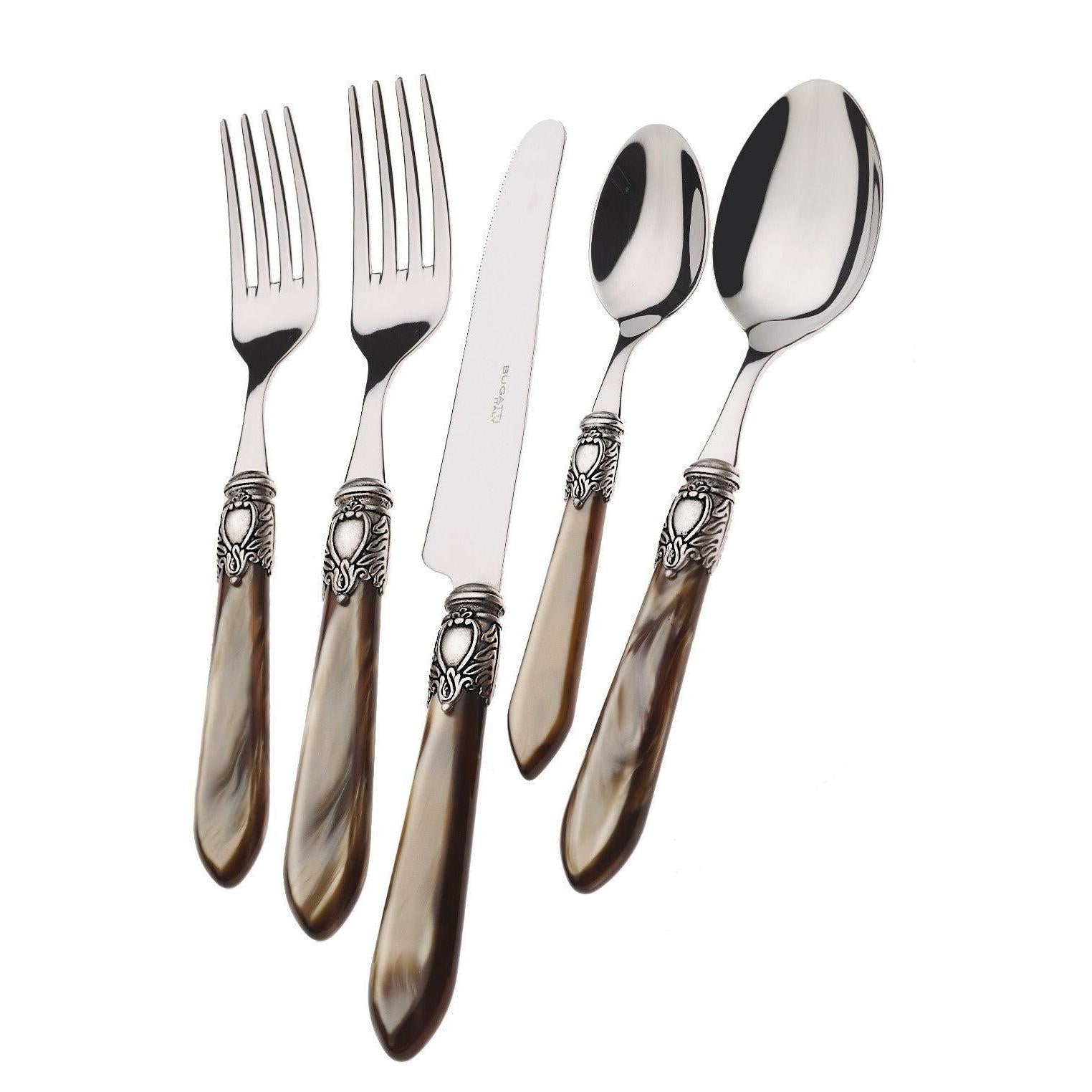 Oxford Antique 5 piece place setting - TAUPE /ONYX Pearlescent-Casa Bugatti USA