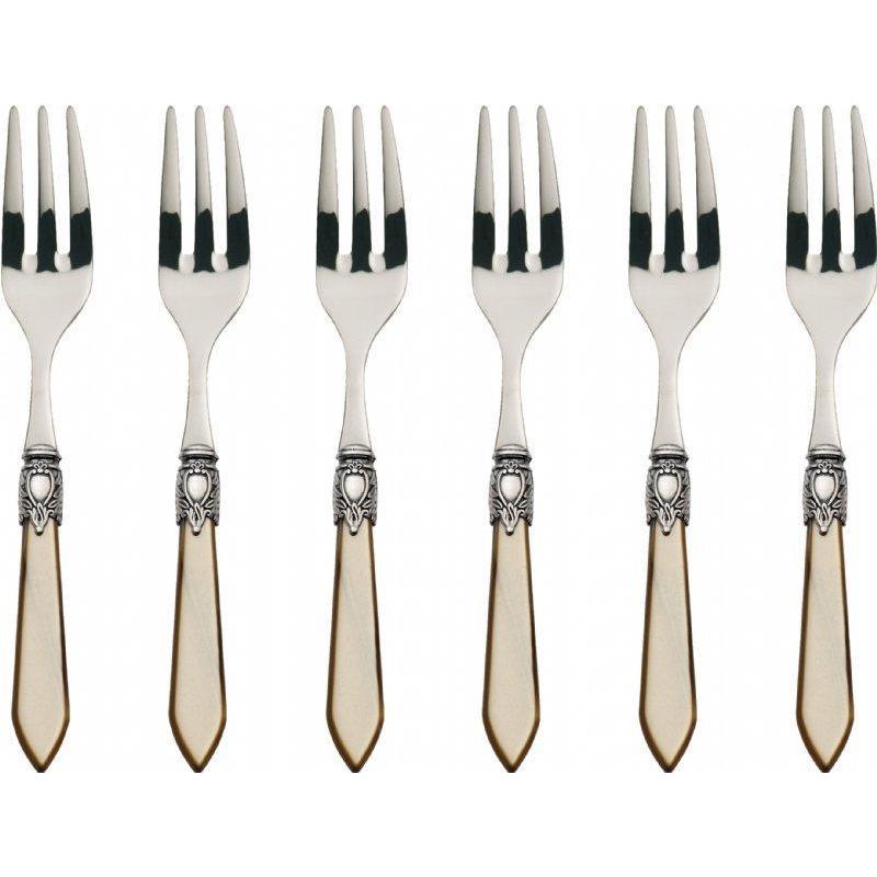 Oxford Antique 6 Piece Cocktail Fork Set Taupe /Onyx-Casa Bugatti USA