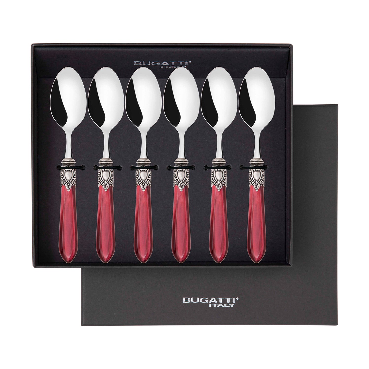 Oxford Antique 6 Piece Coffee Spoon Set - Burgundy-Casa Bugatti USA