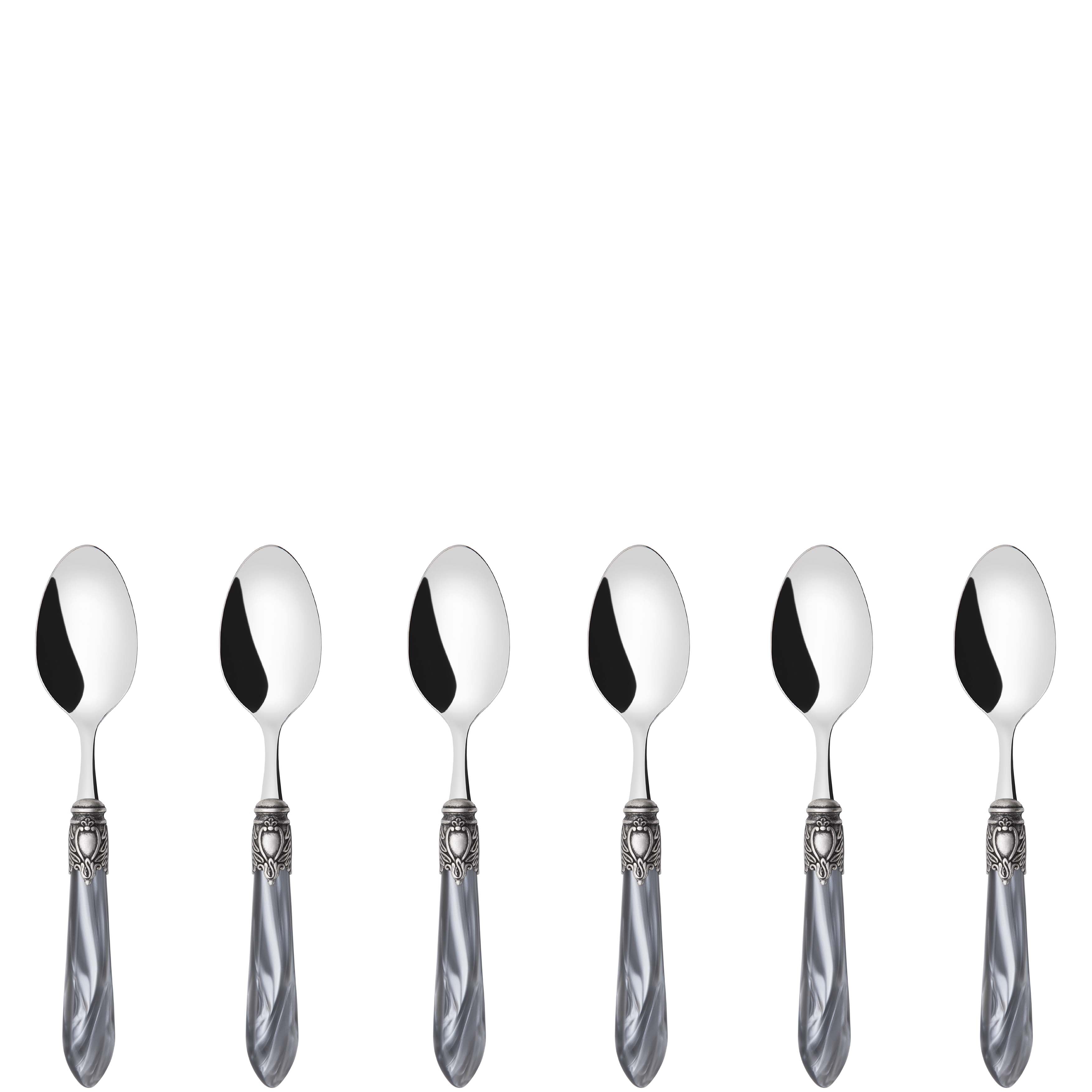 Oxford Antique 6 Piece Coffee Spoon Set - Gray